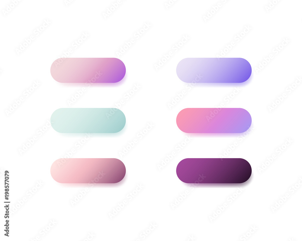 Fototapete Beautiful vector gradient buttons user interface design element collection. Blank empty clean colored buttons template set for web and mobile apps.