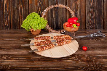 Raw barbecue shish kebabs - grilled meat