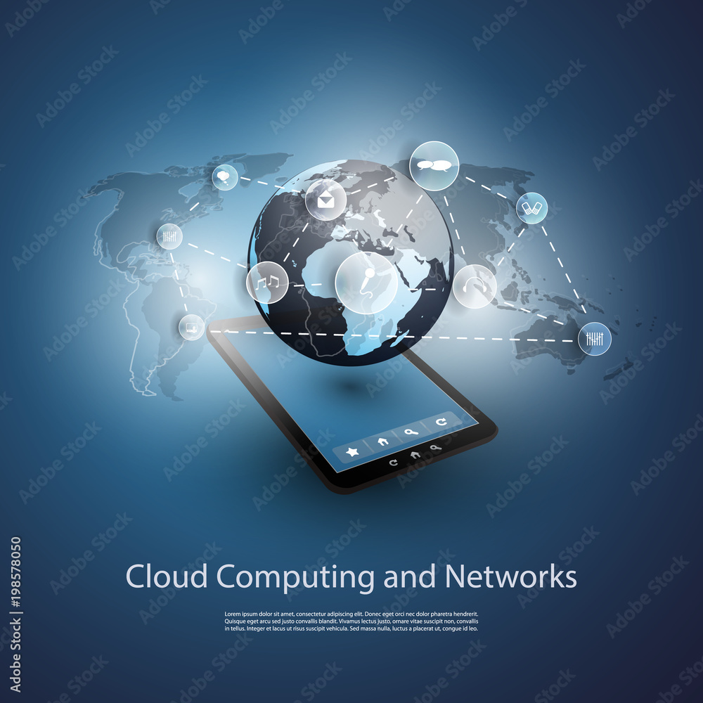 Aufkleber global networks, cloud computing - vector for your business