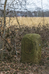 Historical Dutch German boundary stone .
