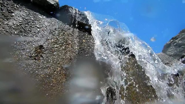 Water against the camera. cascade