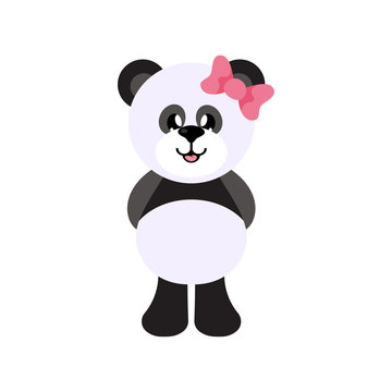 cartoon panda girl with bow