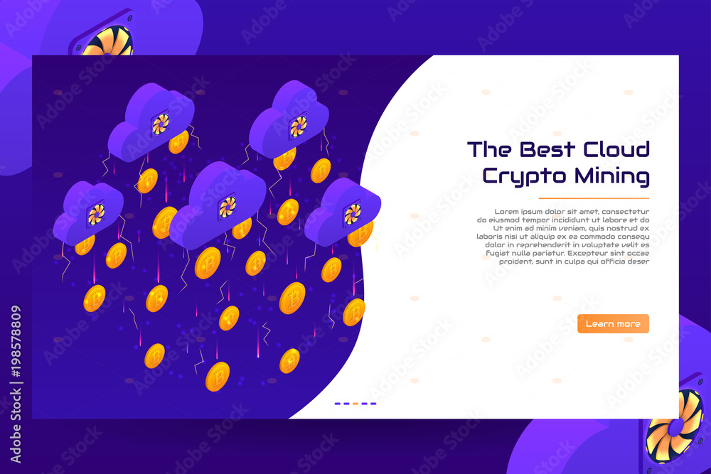 Aufkleber cloud crypto mining concept. concept of isometric online cryptocurrency mining. vector illustration 