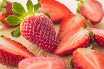 Strawberry on wooden background