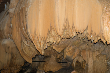 Big stalactite in the Nam Talu cave in the national park Khao Sok in Thailand