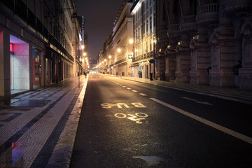 Naklejka na ściany i meble Old European city street at night