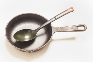 cast iron pan on a white background