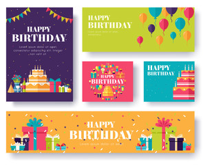 Gift information cards set. Surprise template of flyear, magazines, posters, book cover, banners. Box infographic concept background. Layout illustrations modern pages with typography text