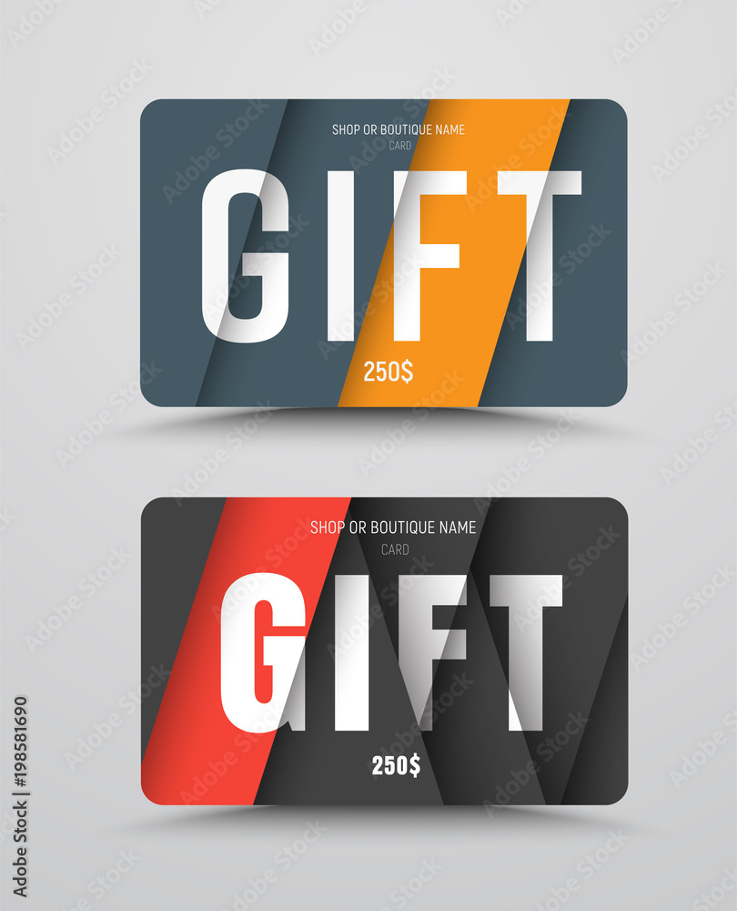 Poster vector gift card template in the style of material design.