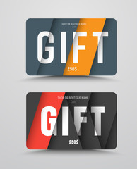 Vector gift card template in the style of material design.