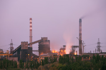 Fototapeta na wymiar Chemical factory with smoke stack