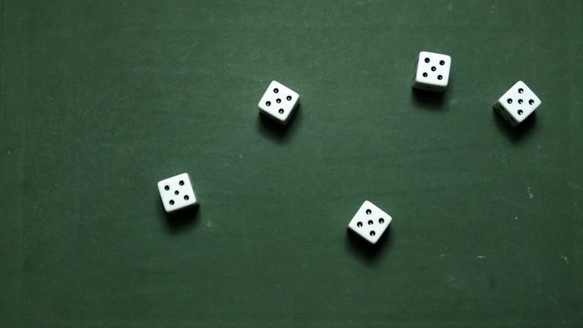 Poker Dice rolling poker five-of-a-kind on fives