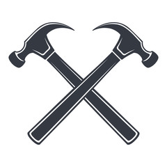 Vintage hammer Icon, joiner's tools, simple shape, for graphic design of logo, emblem, symbol, sign, badge, label, stamp, isolated on white background. Hand drawn, vector illustration.