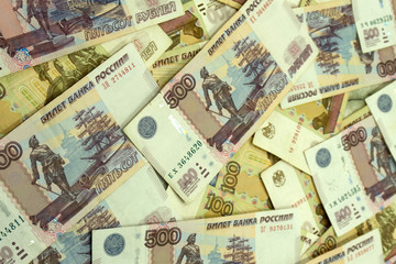Background made of dollar, euro and polish zloty banknotes .