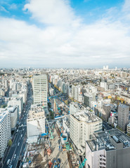 Fototapeta na wymiar Asia business concept for real estate and corporate construction - panoramic modern city skyline aerial view of bunkyo under blue sky and cloud, tokyo, Japan
