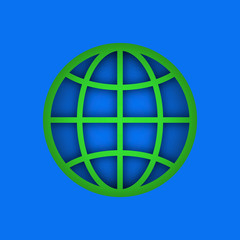 earth day. Paper grid of the earth. Blue background