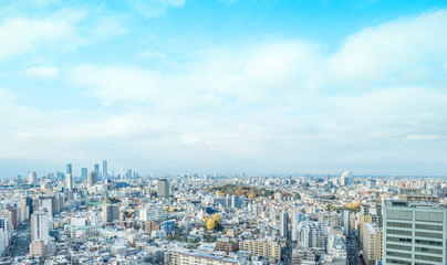 Fototapeta na wymiar Asia business concept for real estate and corporate construction - panoramic modern city skyline aerial view of bunkyo under blue sky and cloud, tokyo, Japan