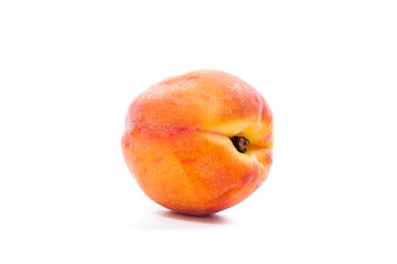 Ripe peach fruit isolated on white background