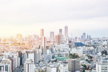 Fototapeta na wymiar Asia business concept for real estate and corporate construction - panoramic modern city skyline aerial sunset view of bunkyo under fantasy pink sky and cloud, tokyo, Japan