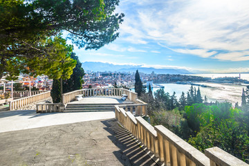 Obraz premium Split cityscape Marjan Vidilica. / Aerial view at Split city from Marjan hill, Dalmatia region.
