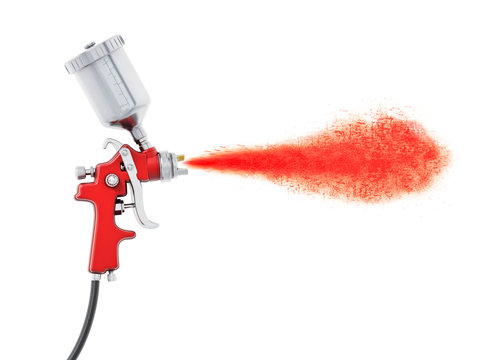 Professional paint gun isolated on white background. 3D illustration