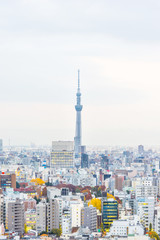 Fototapeta premium Koncepcja biznesowa w Azji dla nieruchomości i budownictwa korporacyjnego - panoramiczny widok z lotu ptaka na panoramę miasta Bunkyo pod fantastycznym różowym niebem i chmurą, tokio, Japonia