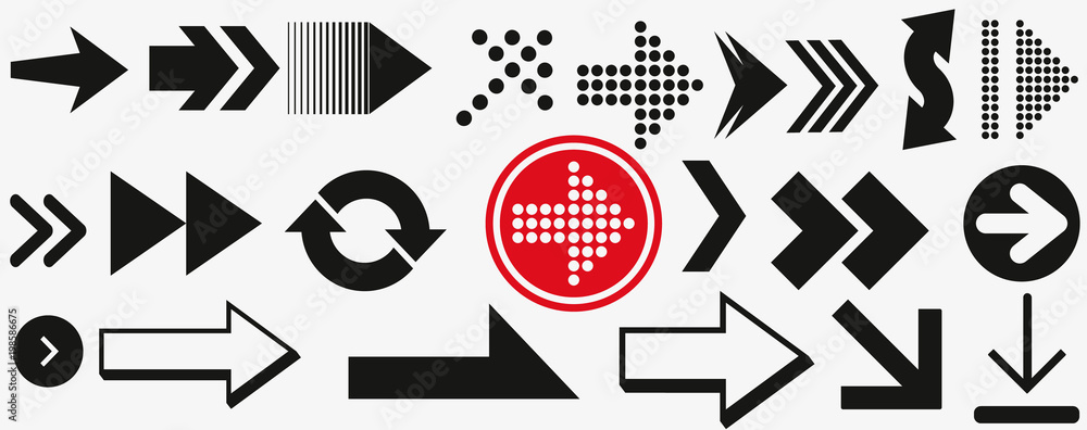 Poster arrows vector collection black. different black arrows icons,vector set. abstract elements for busin