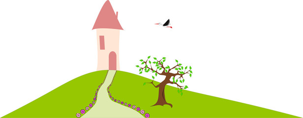Kleine Burg auf einem Hügel