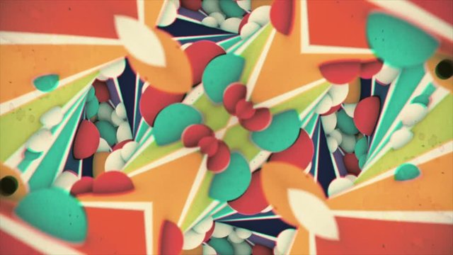 Seamless and colorful motion graphics looped. Colorful Kaleidoscopic Video Background. Suited for VJ's software, video mixes, night clubs, events and video mapping shows.