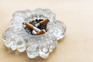 cigarette butts in the ashtray