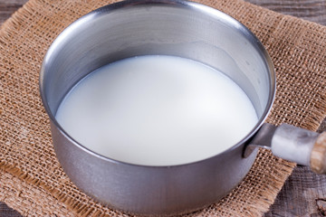 Milk in a saucepan