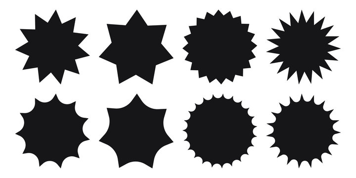 Set of vector starburst, sunburst badges. Design elements - best for sale sticker, price tag, quality mark. Flat vector illustration isolated on white background.