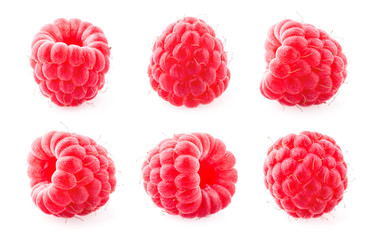 Raspberry isolated on white. Raspberries. Collection.