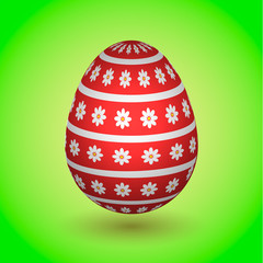 Red Easter Egg with Flowers and stripes