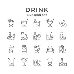 Set line icons of drink