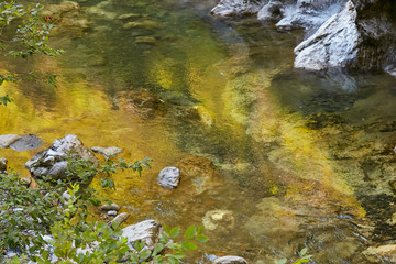 Mountain fast river in the mountains of Italy.