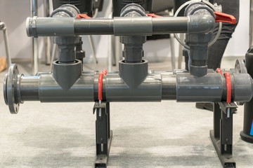 Large diameter plastic fitting. Examples of joining plastic pipes
