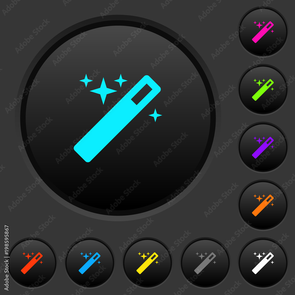 Poster magic wand dark push buttons with color icons