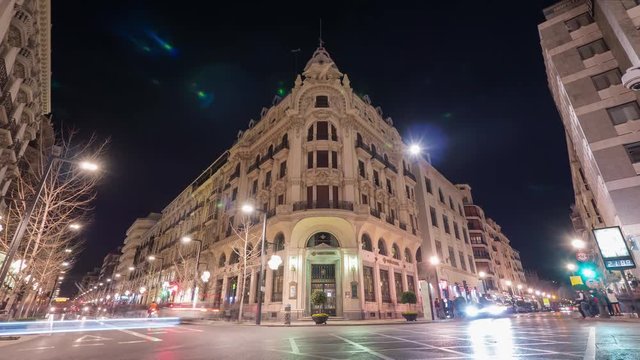 Timelapse of buildings in Plaza Isabel La Catolica
