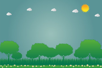 sun clean energy eco-friendly concept ideas on flower and tree background.vector illustration
