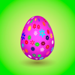 Violet Easter Egg with colorful flowers. eps10