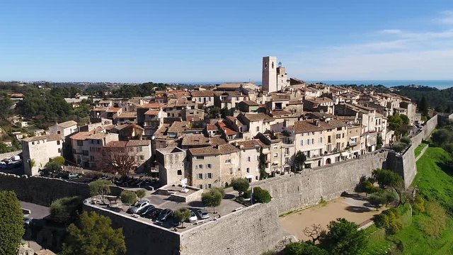 Aerial view of St Paul de Vence, a Famous perched village on French Riviera, HD (1920X1080)