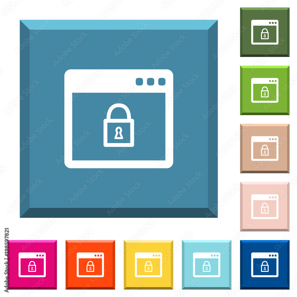 Poster lock application white icons on edged square buttons
