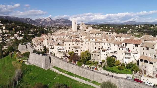 Aerial view of St Paul de Vence, a Famous perched village on French Riviera, HD (1920X1080)