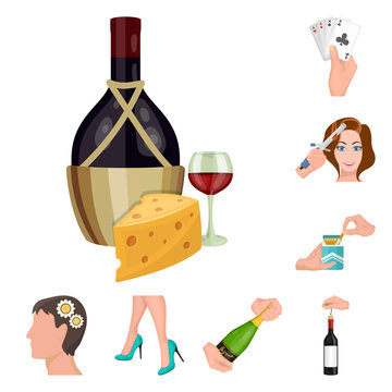 Manipulation by hands cartoon icons in set collection for design. Hand movement vector symbol stock web illustration.