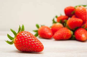 fresh strawberry,deliciously strawberry,Fresh strawberries  on wooden table with high key scene