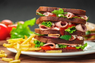 sandwich on a wooden table