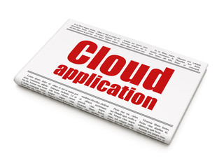 Cloud technology concept: newspaper headline Cloud Application on White background, 3D rendering