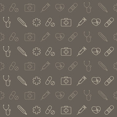 Seamless pattern with medicine line icons for your design