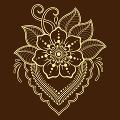 Henna tattoo flower template and border. Mehndi style. Set of ornamental patterns in the oriental style.